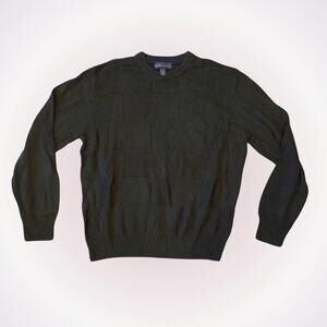 Tricots St. Raphael Olive Green Crewneck Textured Knit Sweater | Sz L